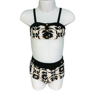 Old Navy Black & White Floral High Waisted 2-Piece Bathing Suit Toddler Size 2T